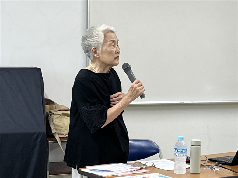 자신의 피폭 체험을 증언하는 원폭 피해 생존자 미토 에이코 님